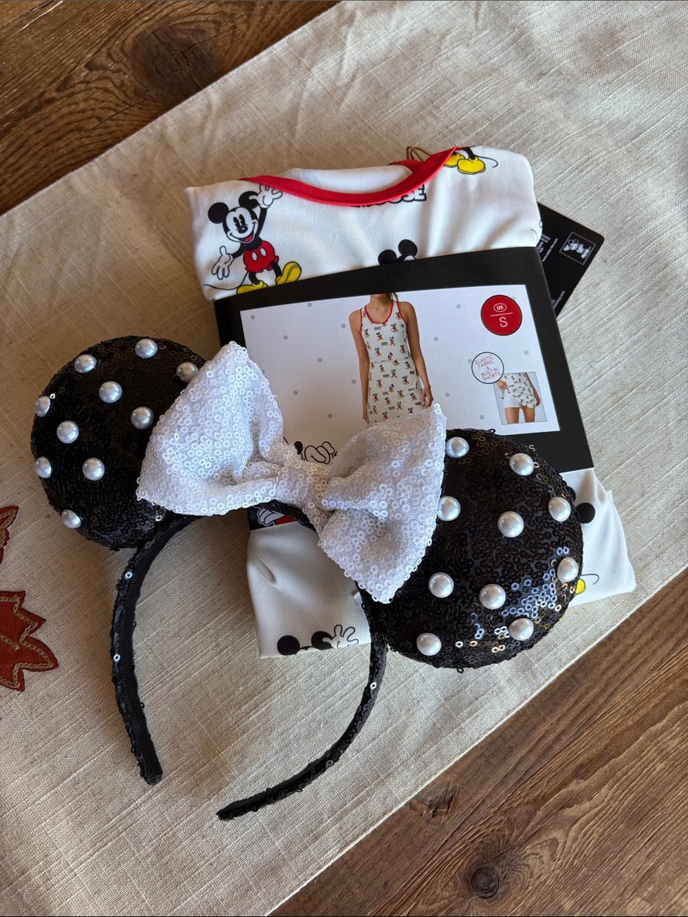 Disney Black Sequin Minnie-Style Ears with Athleisure Dress.